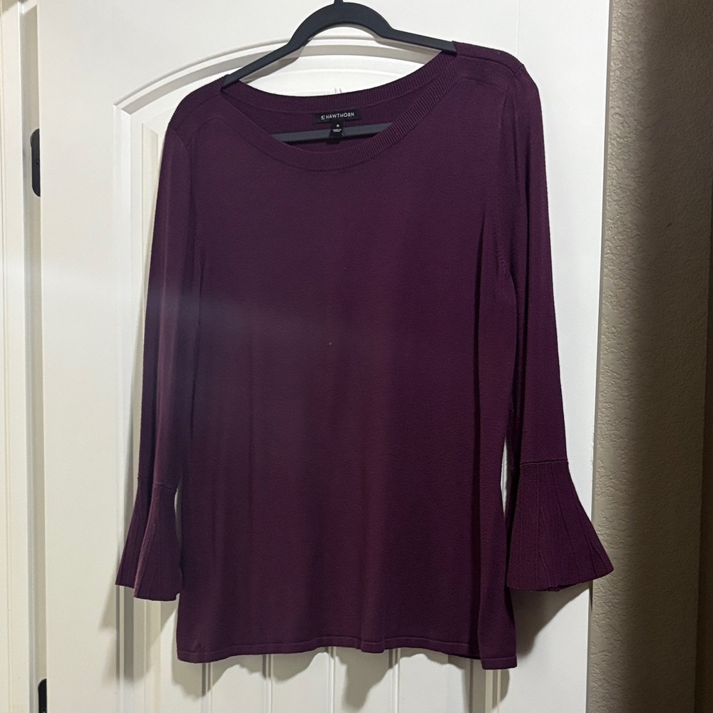 41 Hawthorn Deep Purple Blouse with Flared Sleeves